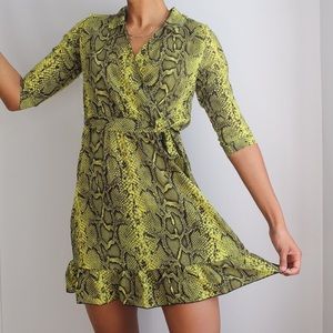 Green Snakeskin Print Dress